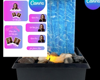Editable Mini Fountain, Editable to do Custom Memorial Fountain, Fountain Template, Canva Editable Template, Custom Memorial Fountain 6pcs