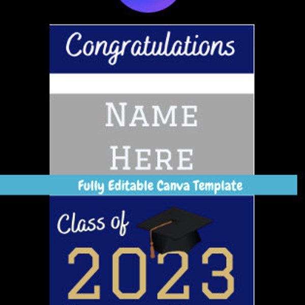 Editable Yard Flag Template Instant Download | Graduation Name Garden Flag Sublimation Template | Senior | Class of 2023 | Canva Template