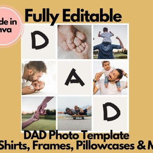 Add Your Own Photos, Create Digital Design Canva, Easy Drag and Drop Photo or Patterns, Editable Canva Frame Designs, Father's Day Template