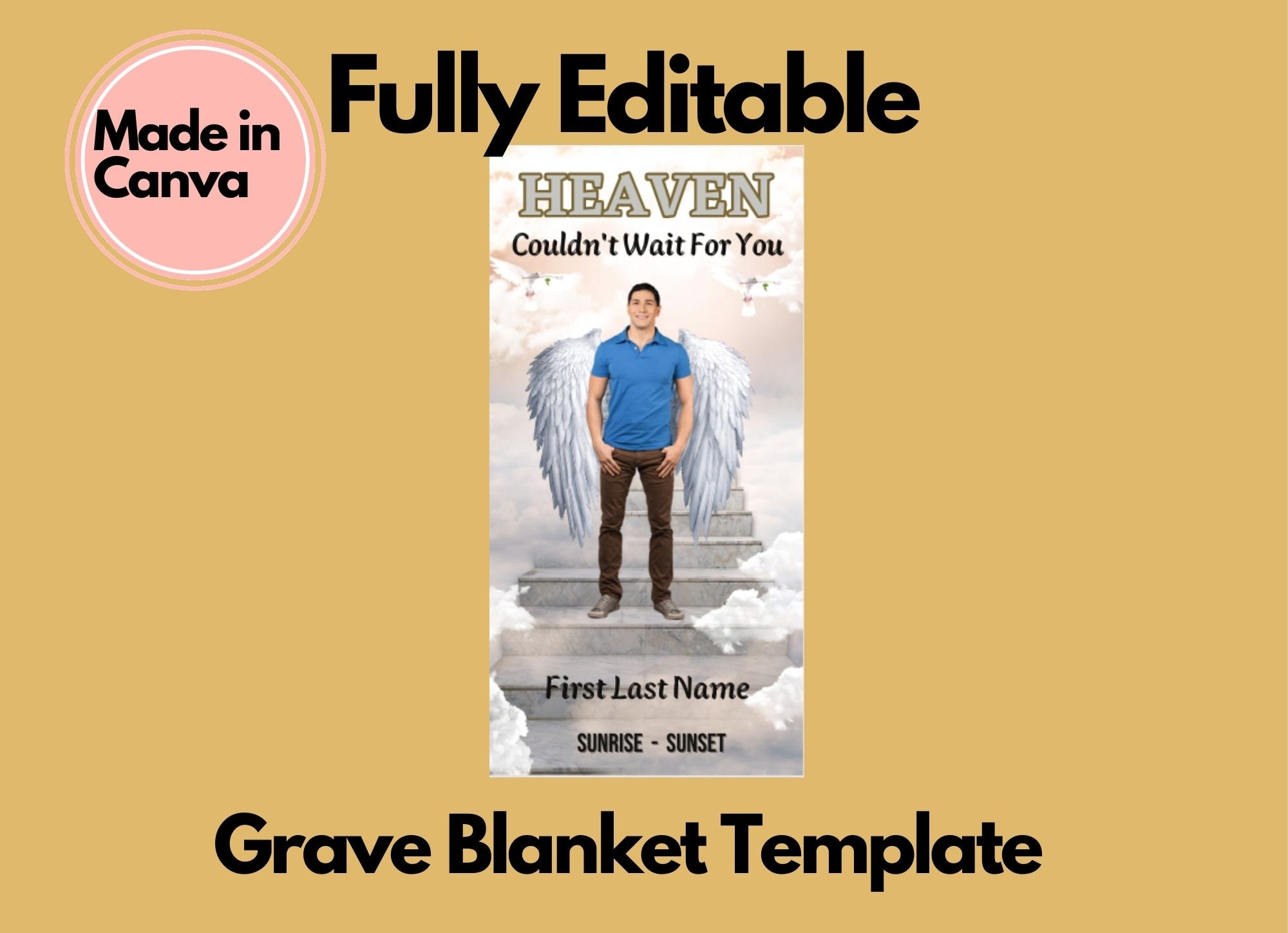 Editable Grave Blanket Template Instant Download Memorial Template