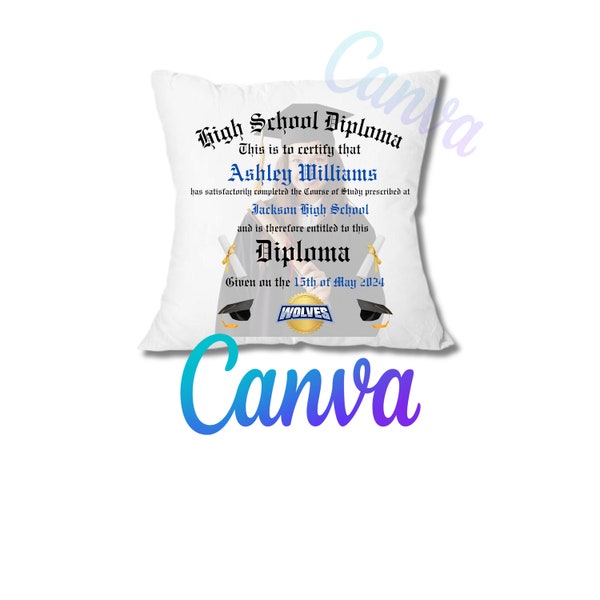 Graduation Pillow Template | Editable Canva Template | DIY Craft | Graduation Template | Class of 2024 | Pillow Template