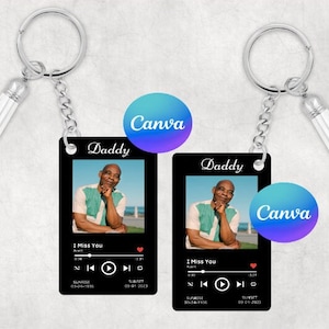 Memorial Music Player Template | Editable Canva Template | DIY Craft | Heaven Memorial Template | Dad Keyring | Fathers Day | Phone Memorial