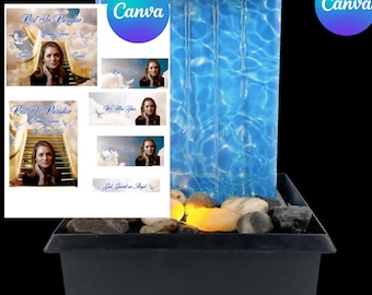 Editable Mini Fountain, Editable to do Custom Memorial Fountain, Fountain Template, Canva Editable Template, Custom Memorial Fountain 6pcs