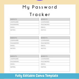 Printable Password Tracker | Password Book | Password Tracker | Password Tracker Printable | Password Log | Password Template