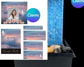 Editable Mini Fountain, Editable to do Custom Memorial Fountain, Fountain Template, Canva Editable Template, Custom Memorial Fountain 6pcs