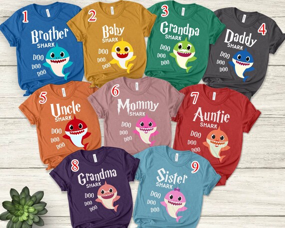 Baby Shark Family Mommy Daddy Baby Family Vacation and Custom - Etsy