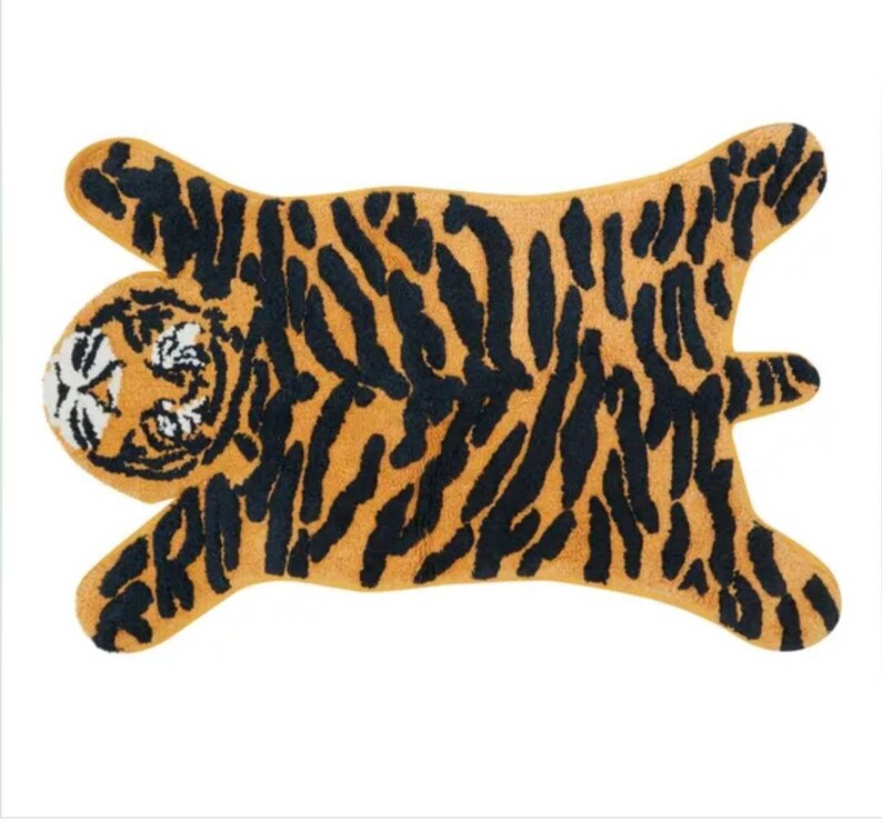 Quirky Tiger Bath Mat Bathroom Rug 50cmx80cm Cotton Etsy