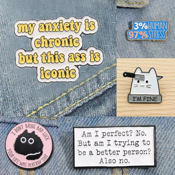 5 Iconic Hilarious Fun Statement Pins and Brooch for Young and Hip Adults