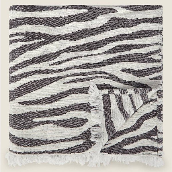Zebra Print Gray and White Gorgeous Throw Sofa Bed Blanket 120 x 150 cm