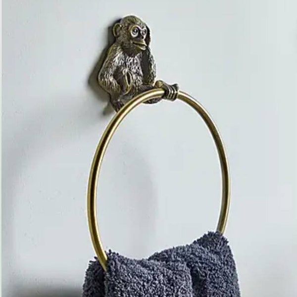 Antique Bronze Monkey Shaped Towel Holder Ring Bathroom Accessory