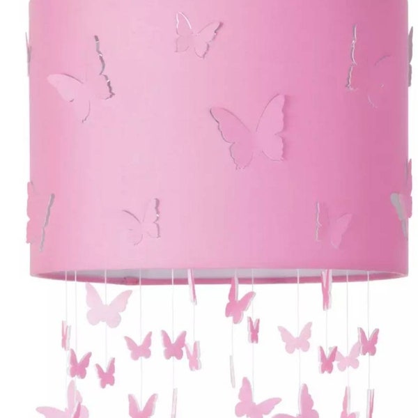 Abat-jour papillon rose chambre d'enfants chambre de bébé H30cm Dia25cm