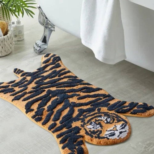 Quirky Tiger Bath Mat Bathroom Rug 50cmx80cm Cotton Etsy