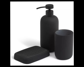 Matte Black Bathroom Tumbler Soap Dispenser Soap Dish Bathroom Accessory Set Soft Touch Ceramic