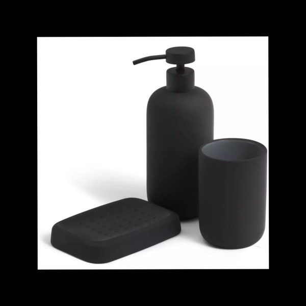 Matte Black Bathroom Tumbler Soap Dispenser Soap Dish Bathroom Accessory Set Soft Touch Ceramic