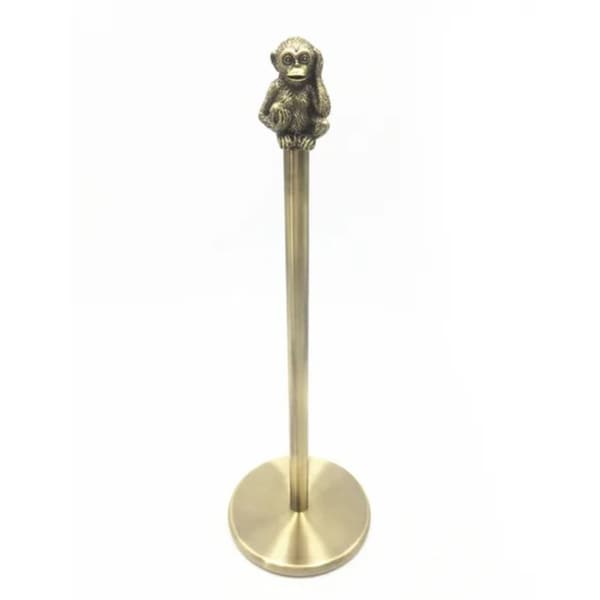 Quirky Monkey Toilet Roll Holder Storage in Rusty Gold H46cm W15cm