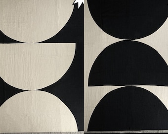 Manta reversible de algodón con arte abstracto moderno en blanco y negro, 120 x 150 cm