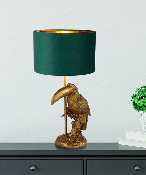 Gold and on sale green table lamp