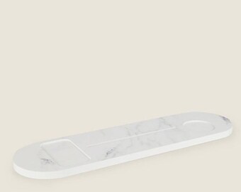 Contemporary White Marble Effect Bathtub Tray