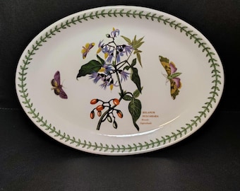 Botanic Garden by Portmeirion 10.5" Long Oval Steak Platter Woody Nightshade and Butterflies