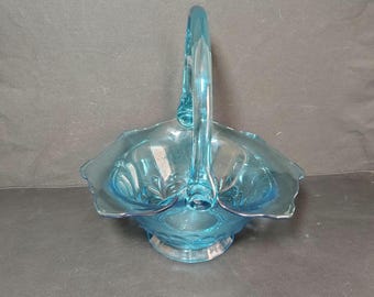 Vintage Indiana Glass Blue Duchess Basket Tiara Blue Fleur De Lis