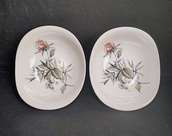 Set of 2 Grindley England Margaret Rose 1930s 6.5" long X 5.5" wide Bowls. HTF!