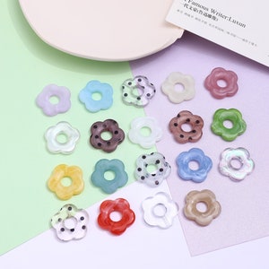 6pcs Flower-shaped Resin Charm Pendant, Acetate Acrylic Fresh Colors Hollow Flower Earring Charm DIY Jewelry