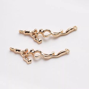 4pcs Bracelet Necklace End Connector Clasp, 18K Gold Plated Brass Crimp End A1709 3# / 11*44.1mm