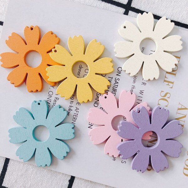 20pcs Wood Flower Pendant Charm,Wood Earring Pendant Charm Jewelry Finding Wholesale