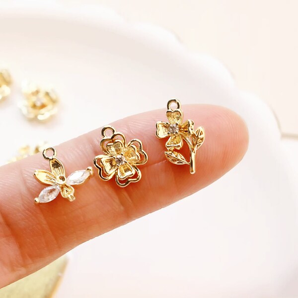 Gold Flower Charm Etsy