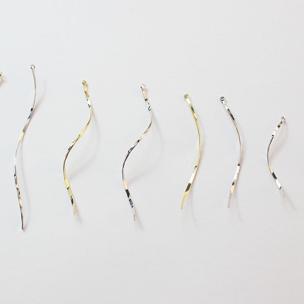 6pcs Golden/Silver Wave Earring Charm, Long Bar Snake Shape Pendant, Earring Wire Charm, Electric Ripple Long Earring Pendant Connector