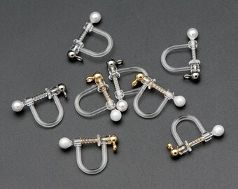 10pcs Non Pierced Clip on Earrings,Clip on Earring Converters in Rhodium,Screw Back Earrings, Clip on Spring Action Fake HOOP Non-Pierced