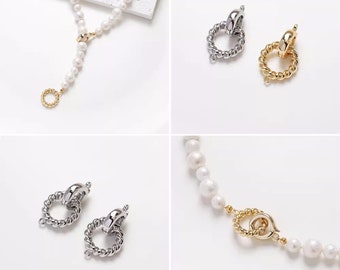 1sets Round Ring Toggle Clasp,Gold/Silver Tone Circle Chain Link Clasp Set,Easy Close Clasp Connector for Bracelet/Necklace,Jewellery Clasps