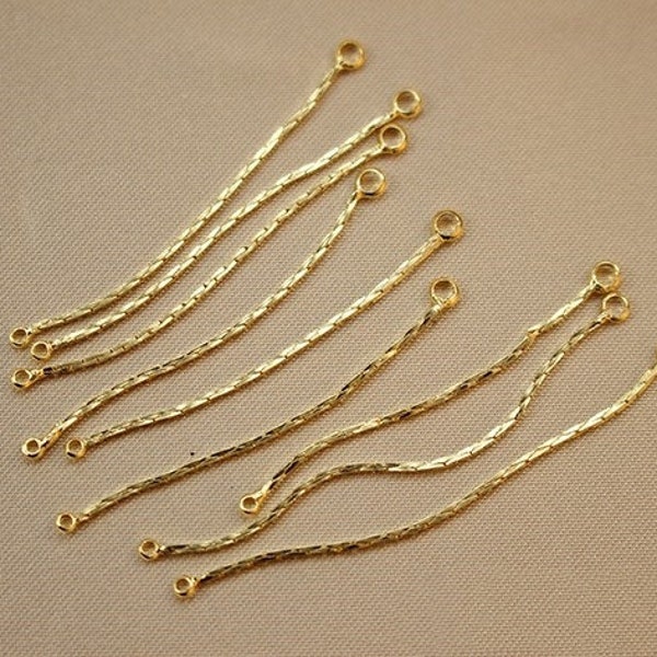 6pcs Tassel Chain Charm Connector, Gold/Silver Tone Earring Chain Pendant, 14K Gold Plated Brass Earring Necklace Pendant Connector - A897