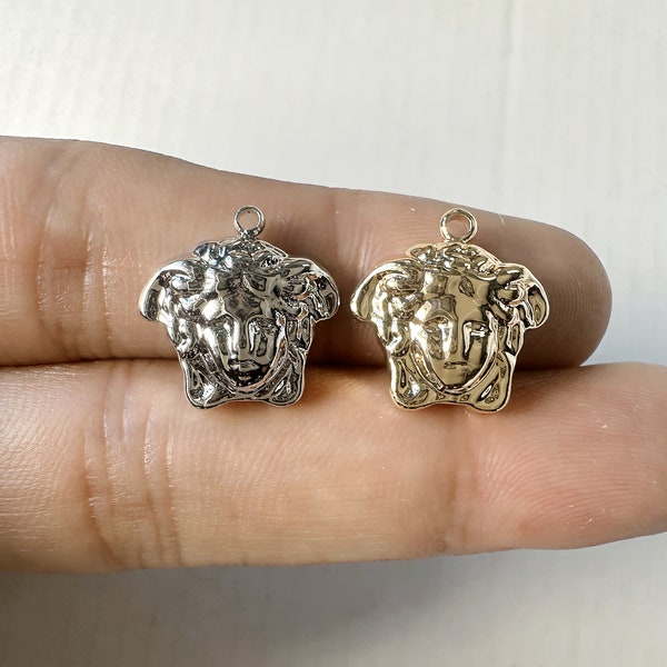 6pcs Medusa Head Charm, Gold/Silver Tone Mythology Coin Pendant, 18K Gold Plated Brass Olympus Pendant Connector - A420