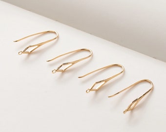 10pcs Golden Rhombus Earring Hooks, Simple Earrings, Long Ear Wire,18K Gold Plated Brass DIY Earring Components Supplies - A946