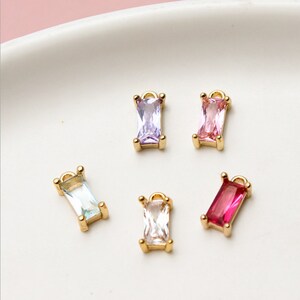 10pcs Tiny Clear Faceted Glass Charms,baguette Cubic Zirconia Charm ...