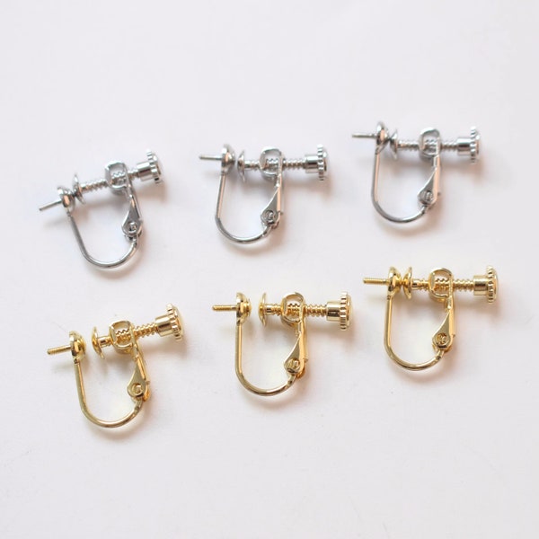 10pcs Non Pierced Clip on Earrings,Clip on Earring Converters in Rhodium,Screw Back Earrings,Clip on Spring Action Fake HOOP Non-Pierced