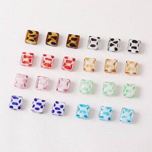 6pcs Square Glass Beads, Multicolour Square Glass Spacer Bead, DIY Earrings Necklace Bracelet Glaze Bead - A1657