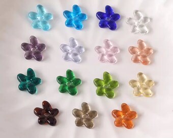 1pcs Glass Flower Beads Charm, Handmade Lampwork Beaded, Floral Glass Beads, DIY Earrings Necklace Bracelet Glazed Bead - A1477