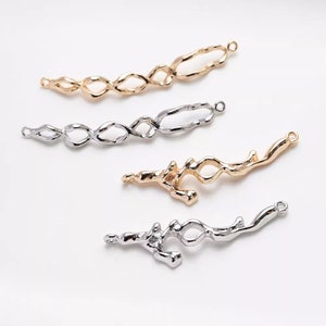 4pcs Bracelet Necklace End Connector Clasp, 18K Gold Plated Brass Crimp End A1709 image 1