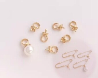 10pcs Safety Pin Open Loop Bail, Pendant Bail Clasp Removable Clip Connector for Necklace Jewelry Making