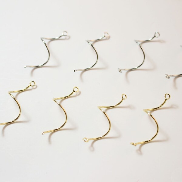 6pcs Golden/Silver Wave Earring Charm, Long Bar Snake Shape Pendant, Earring Wire Charm, Electric Ripple Long Earring Pendant Connector