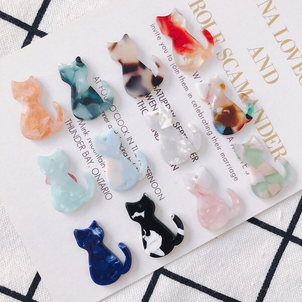 10pcs Cat Charms Geometric Cellulose Acetate Colorful Charm Jewelry Charm Diy Earring Jewelry Accessories Minimalist - KP2243