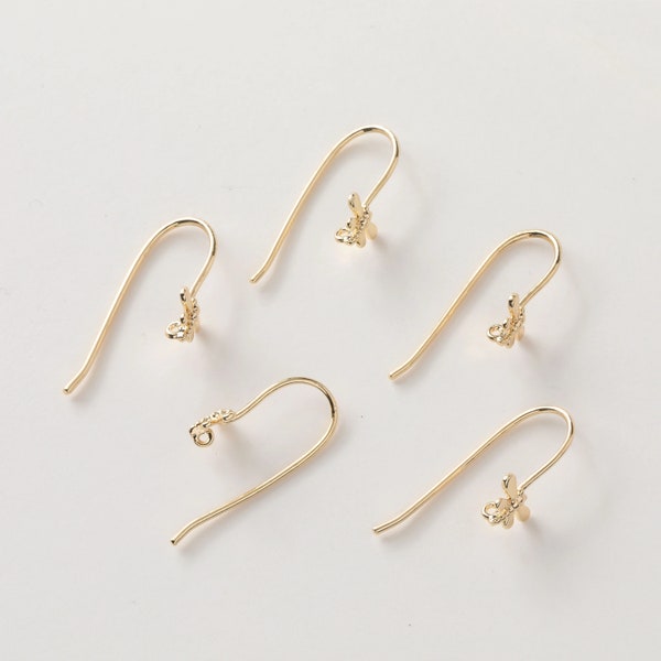10pcs Dragonfly Earring Hooks,Simple Earrings,Gold Dragonfly Ear Hook,Long Ear Wire,18K Gold Plated Brass DIY Earring Components Supplies