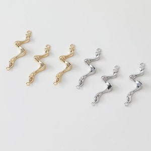 10pcs Golden/Silver Earring Wire Charms, Gold plated Brass Chain Bar Pendants, Earwire Connector Findings 34mm