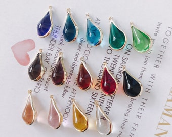 10pcs  Shiny Clear Water Drop Shape Zircon Pendant Charm,Teardrop Shape CZ Pendant,CZ Micro Pave Tear Drop Pendant Charm Wholesale