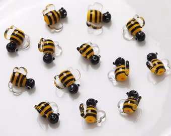 6pcs Handmade Bee Glass Beads, DIY Animal Insects Honeybee Spacer Bead of Necklace Bracelet Jewelry Making - A1467