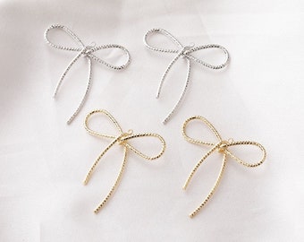 10pcs Delicate Brass Bow Charm, Gold/Silver Tone Bowknot Pendant With Loop, 14K Gold Plated Brass Bow Tie Earring Necklace Pendant Connector