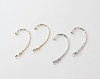 6pcs Ear Cuffs Hook,Gold/Silver Tone Ear Cuff no Piercing,Cartilage Earring Hook,18K Gold plated Brass DIY Earring Component Supplies - A930