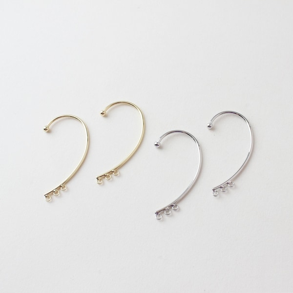 6pcs Ear Cuffs Hook,Gold/Silver Tone Ear Cuff no Piercing,Cartilage Earring Hook,18K Gold plated Brass DIY Earring Component Supplies - A930